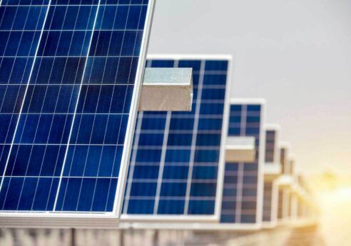 Solar panels in a row