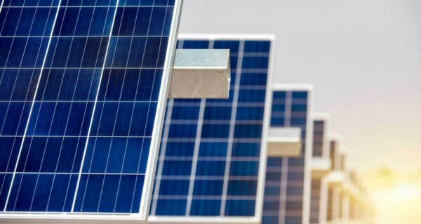 Solar panels in a row