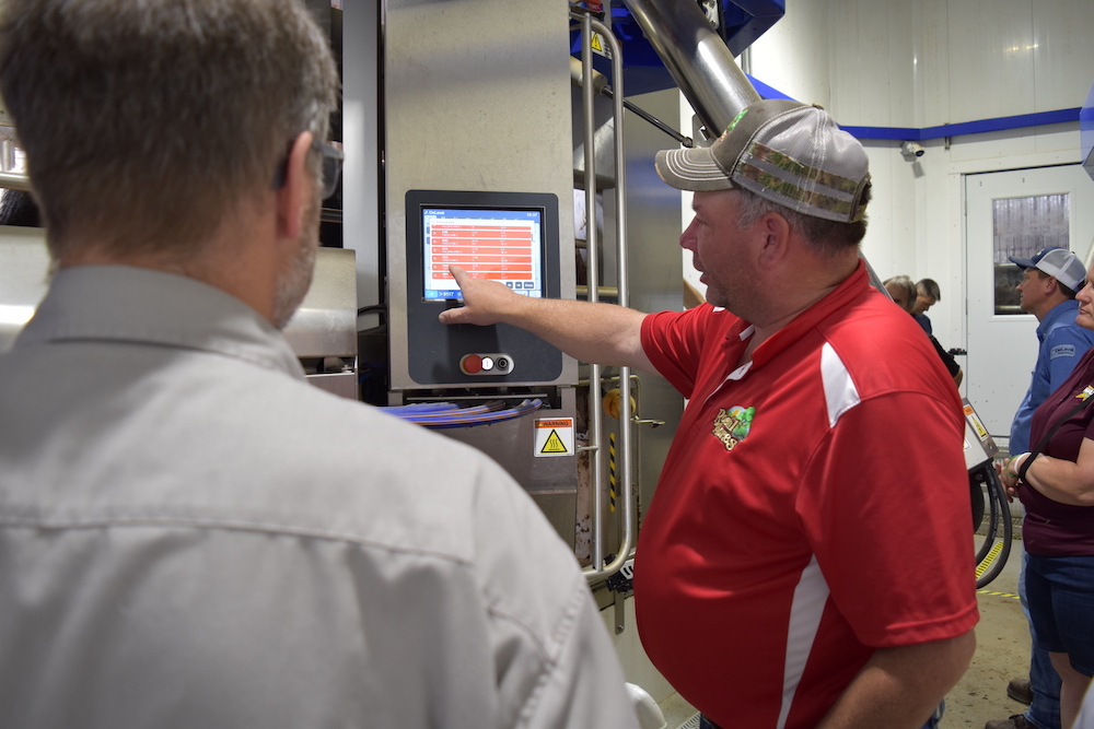 Robotic milking machine in barn