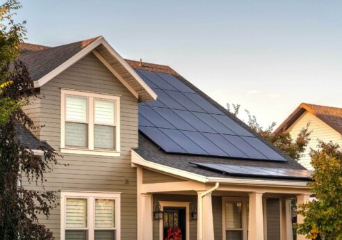 Solar panels on house